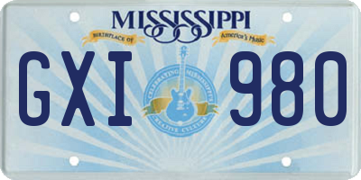 MS license plate GXI980