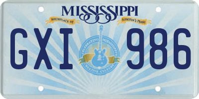 MS license plate GXI986