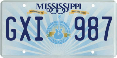MS license plate GXI987