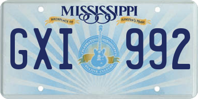 MS license plate GXI992