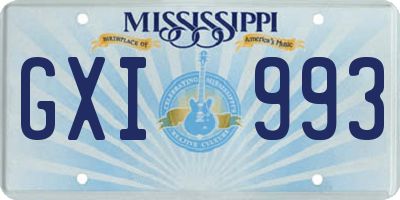 MS license plate GXI993