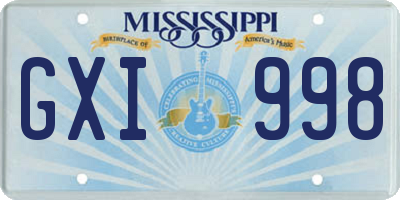 MS license plate GXI998