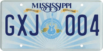 MS license plate GXJ004