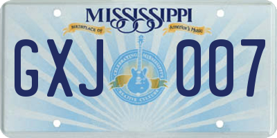 MS license plate GXJ007