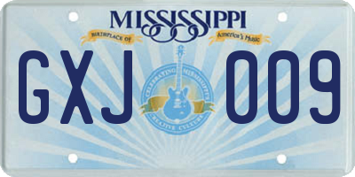 MS license plate GXJ009
