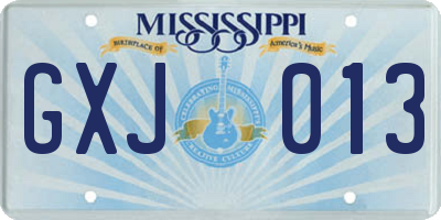 MS license plate GXJ013