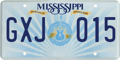 MS license plate GXJ015