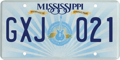 MS license plate GXJ021