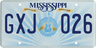 MS license plate GXJ026