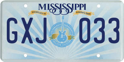 MS license plate GXJ033
