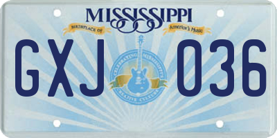 MS license plate GXJ036