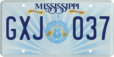 MS license plate GXJ037