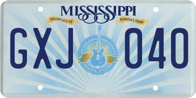 MS license plate GXJ040