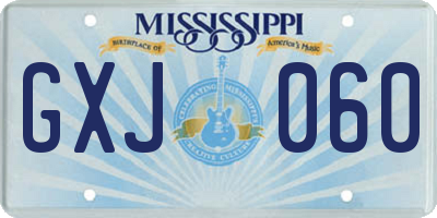 MS license plate GXJ060