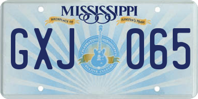 MS license plate GXJ065