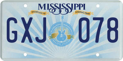 MS license plate GXJ078