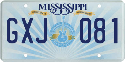 MS license plate GXJ081
