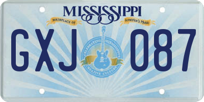 MS license plate GXJ087