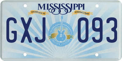 MS license plate GXJ093