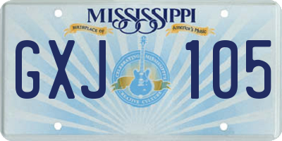 MS license plate GXJ105