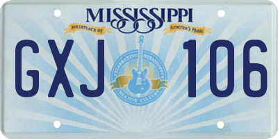 MS license plate GXJ106