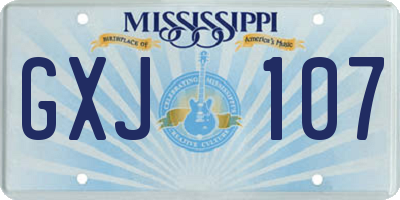 MS license plate GXJ107