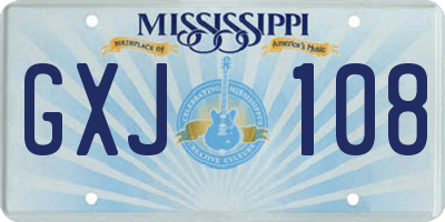 MS license plate GXJ108
