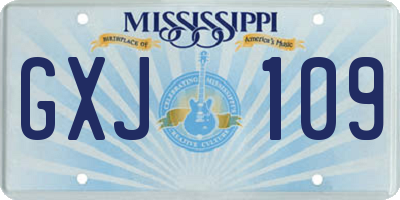 MS license plate GXJ109