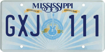 MS license plate GXJ111