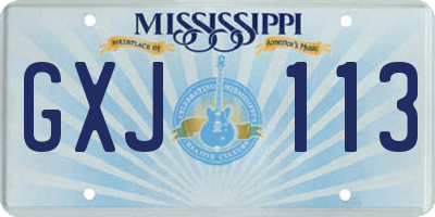 MS license plate GXJ113