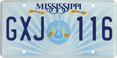 MS license plate GXJ116