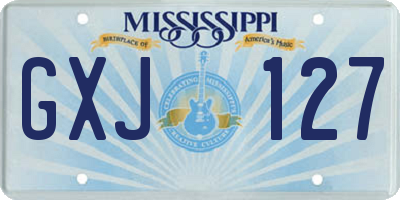 MS license plate GXJ127