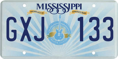MS license plate GXJ133