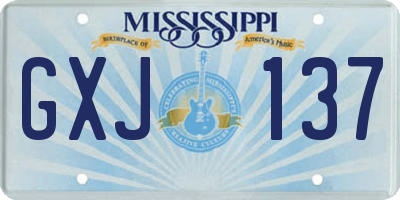 MS license plate GXJ137