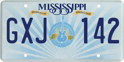MS license plate GXJ142