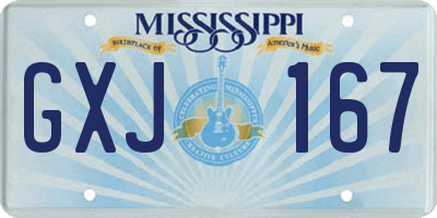 MS license plate GXJ167