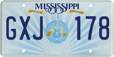 MS license plate GXJ178