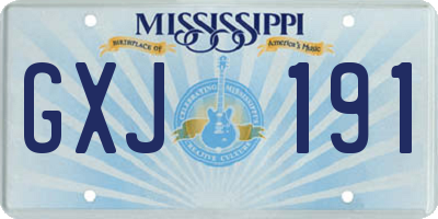 MS license plate GXJ191