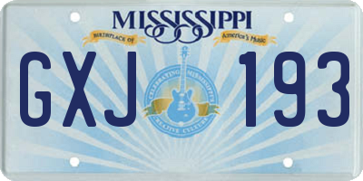 MS license plate GXJ193