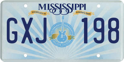 MS license plate GXJ198