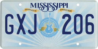 MS license plate GXJ206