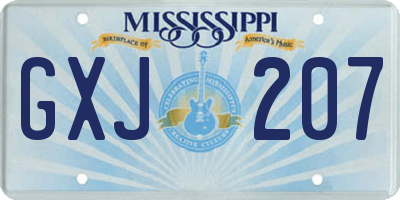 MS license plate GXJ207