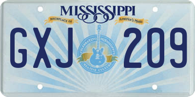 MS license plate GXJ209