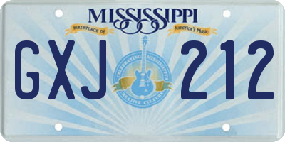 MS license plate GXJ212