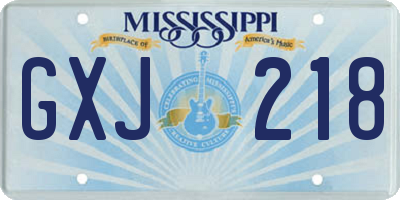 MS license plate GXJ218