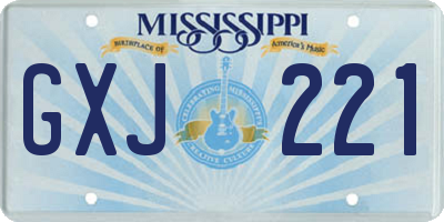 MS license plate GXJ221
