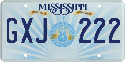 MS license plate GXJ222