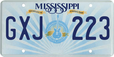 MS license plate GXJ223
