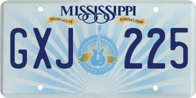 MS license plate GXJ225