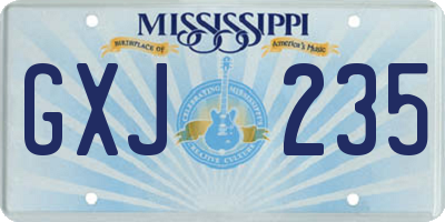 MS license plate GXJ235